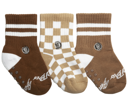 3-Pack Brown Checks Socks