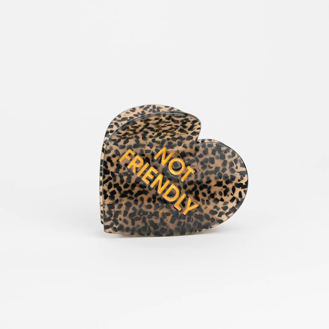 Not Friendly - Heart - Acetate Hair Claw Clip