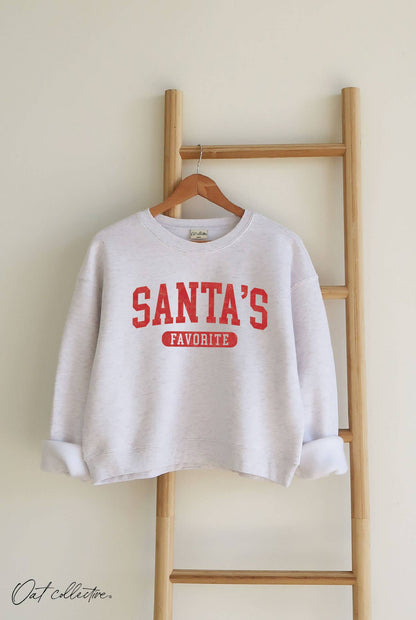 SANTA'S FAVORITE Mid Cropped Graphic Sweatshirt