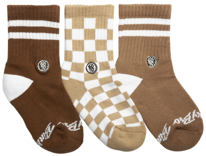 3-Pack Brown Checks Socks