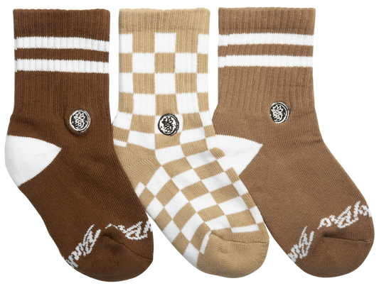 3-Pack Brown Checks Socks