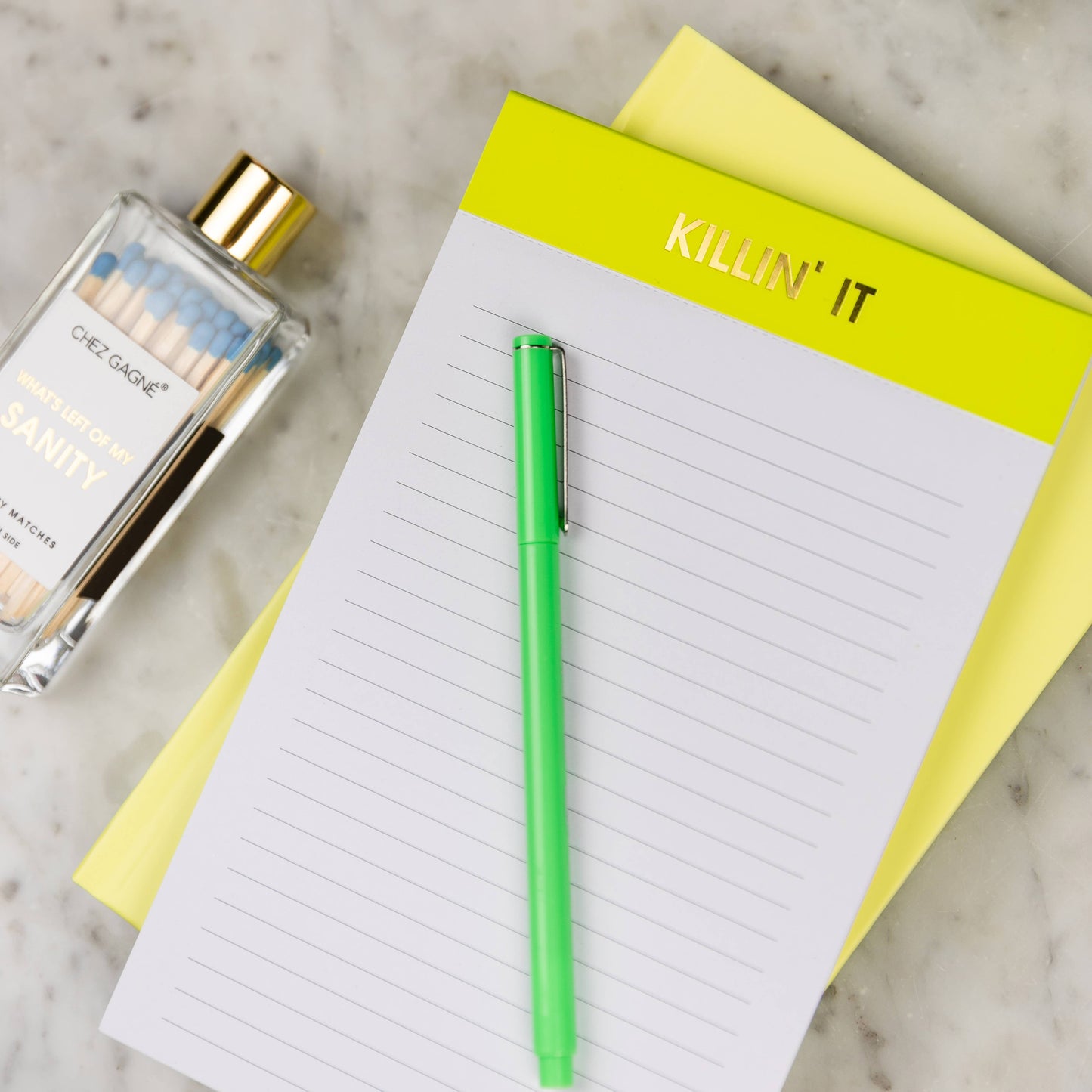 Killin' It - Lined Notepad - Neon Lemon Lime - 65 perforated pages - 5x8