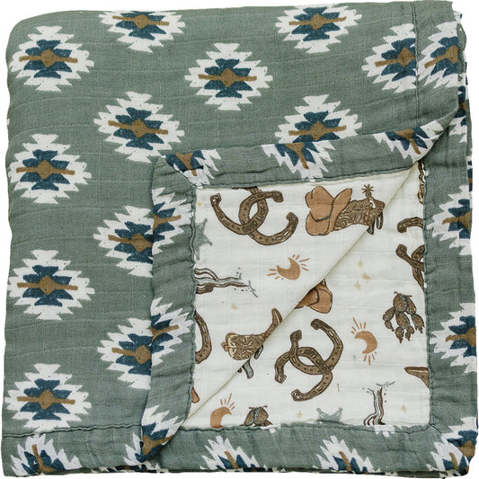 Southwest Aztec & Outlaw Cowboy Muslin Quilt