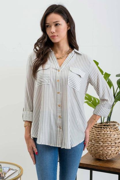 Striped Collared Button Down