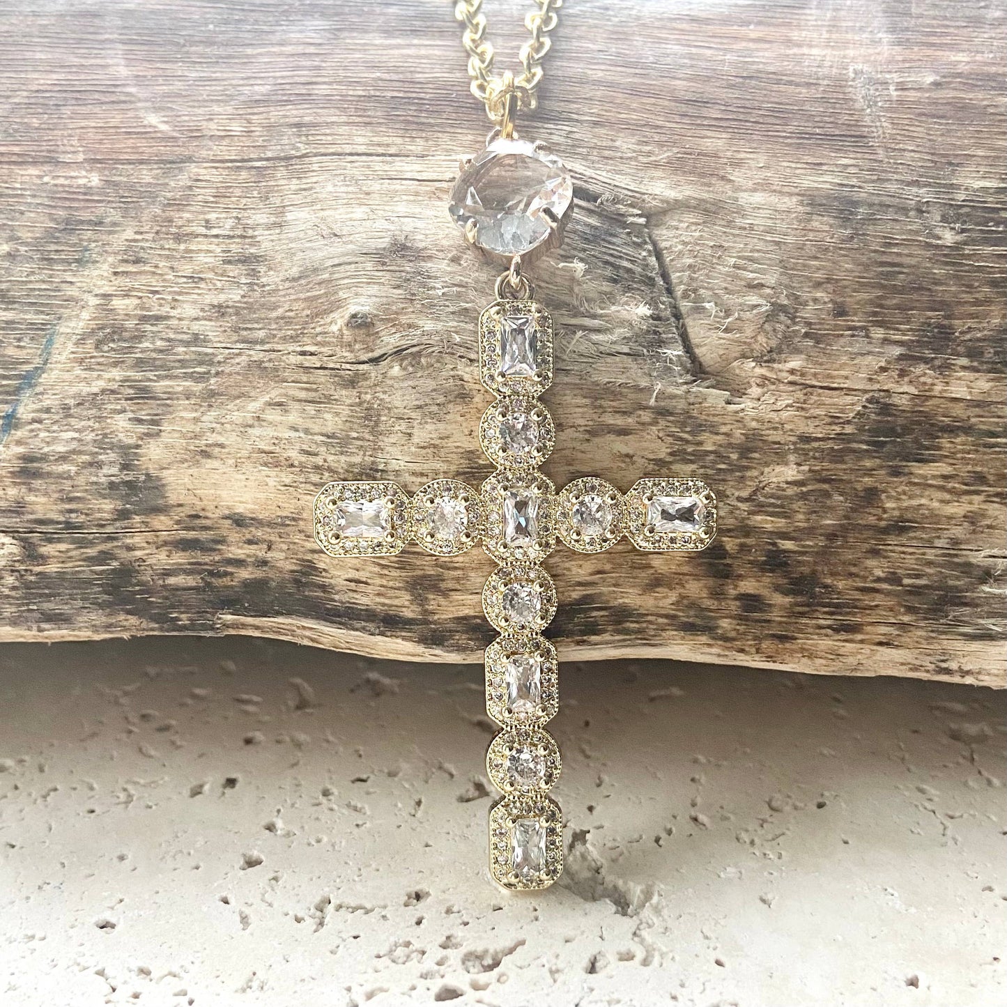 Cross Crystal Necklace Religious Jewelry Faith Boutique