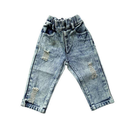 Relaxed Straight Acid Wash Denim - Light