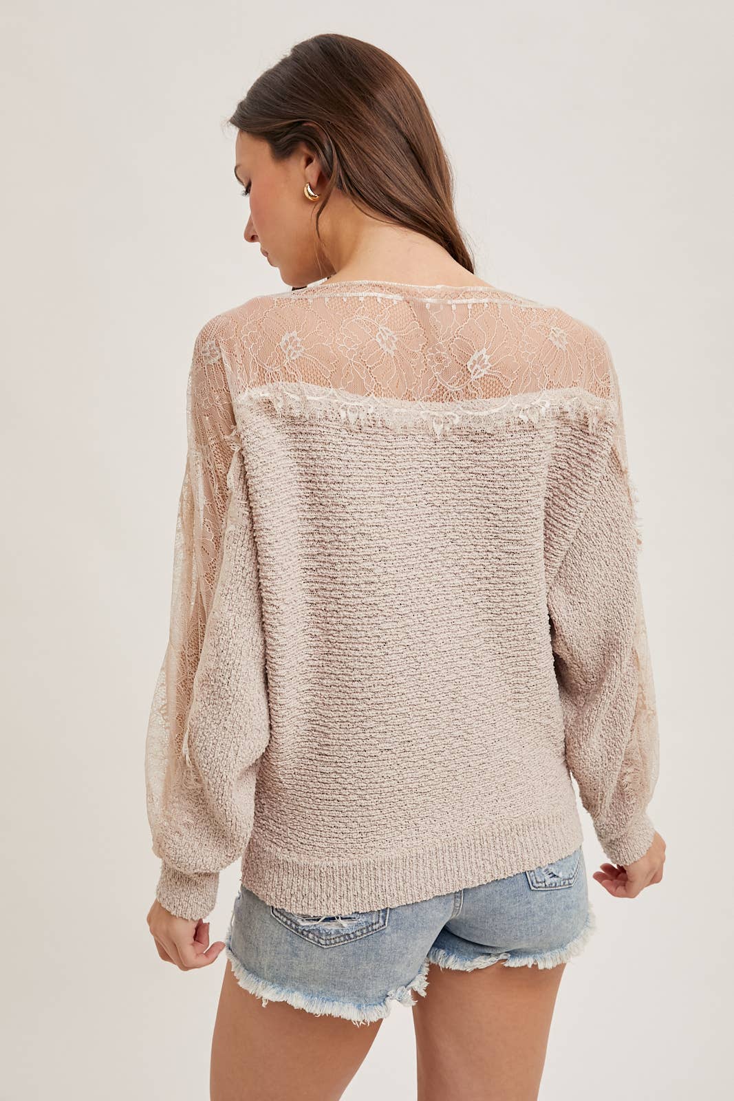 Lace Trimmed Knit Sweater