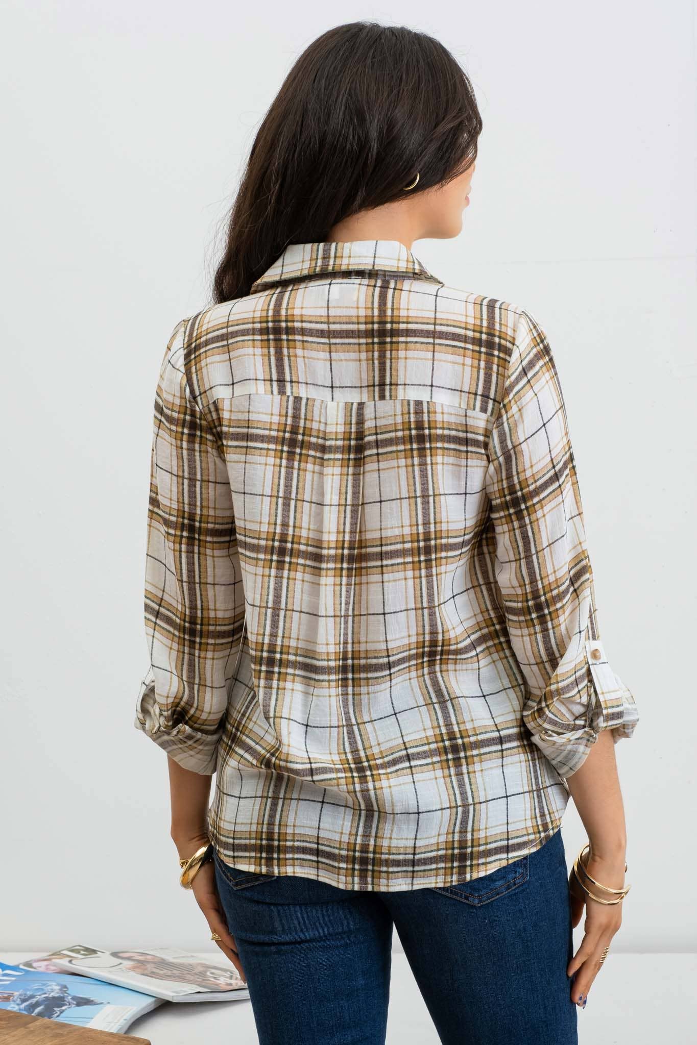 Plaid Twist Button Down