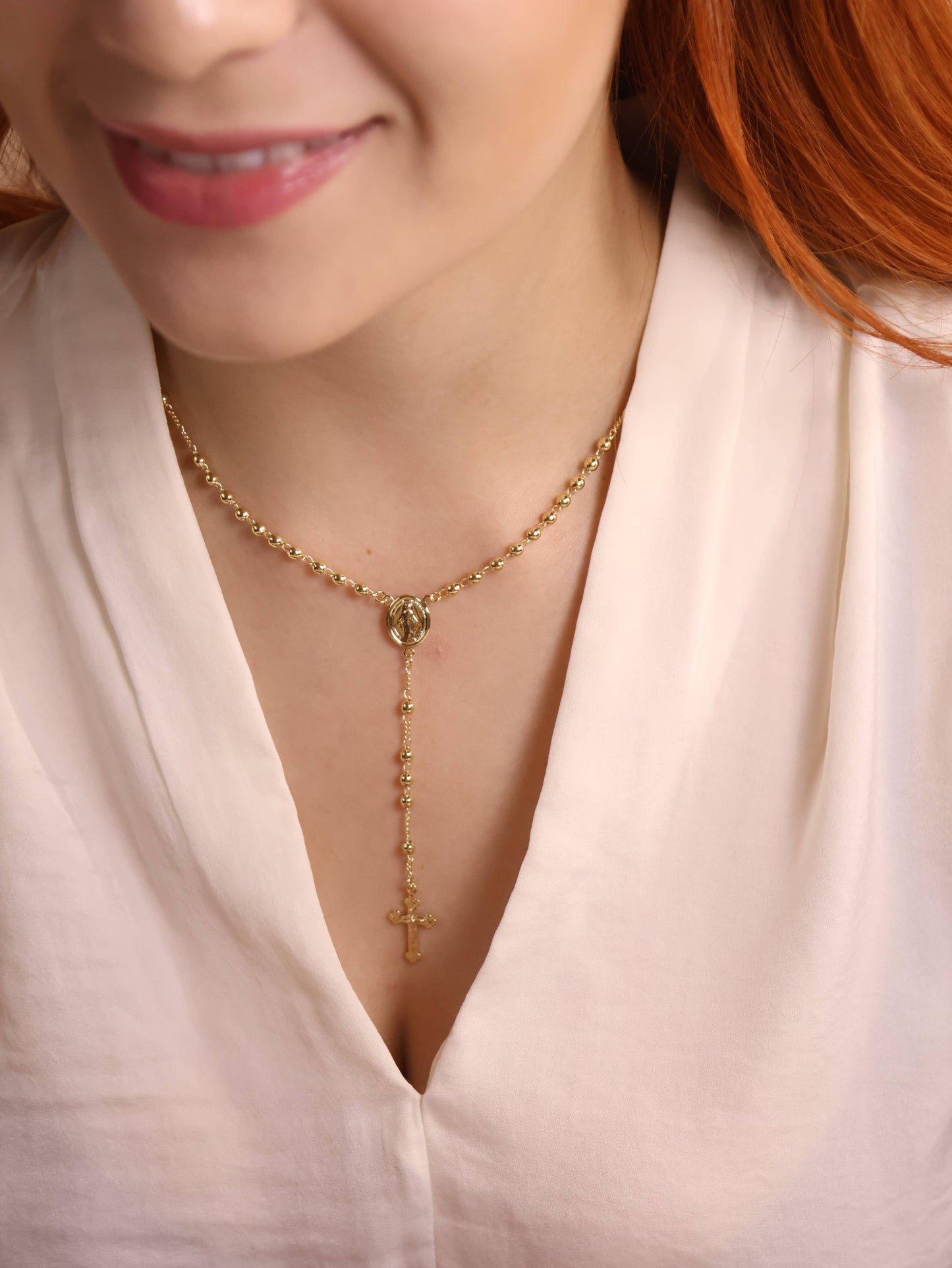 18k Gold Filled 3.3mm Rosary Necklace