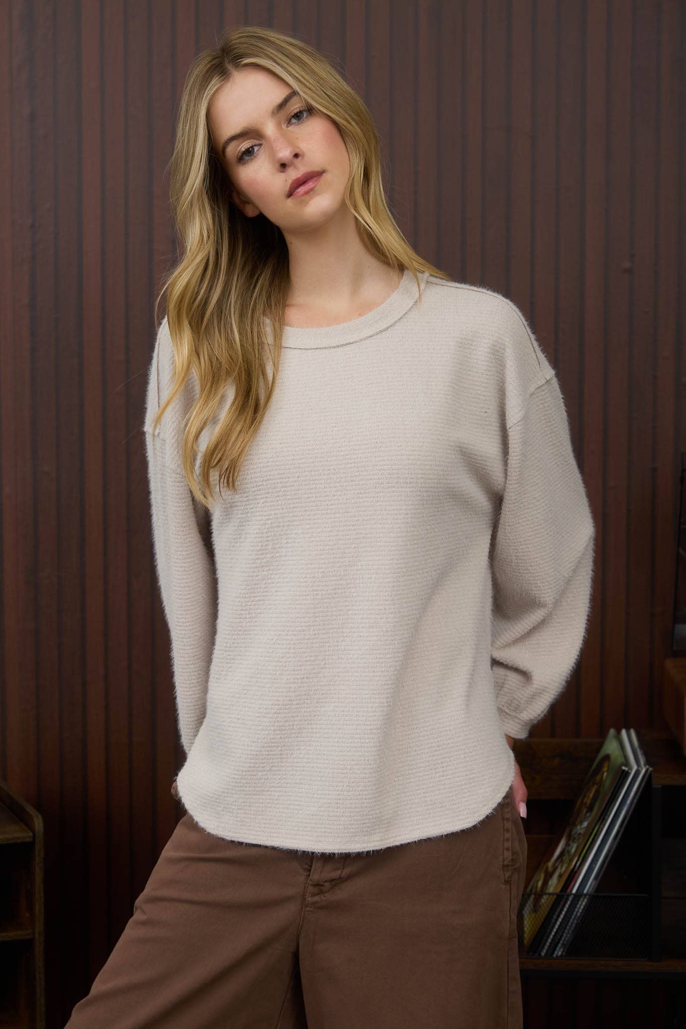 Longsleeve Fuzzy Knit Top