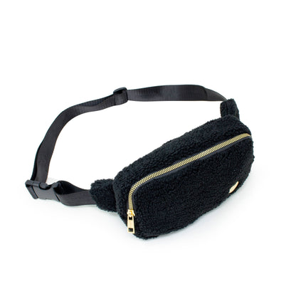 Fuzzy Black Belt Bag