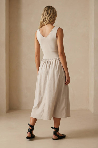 Sleeveless Neck Midi Dress