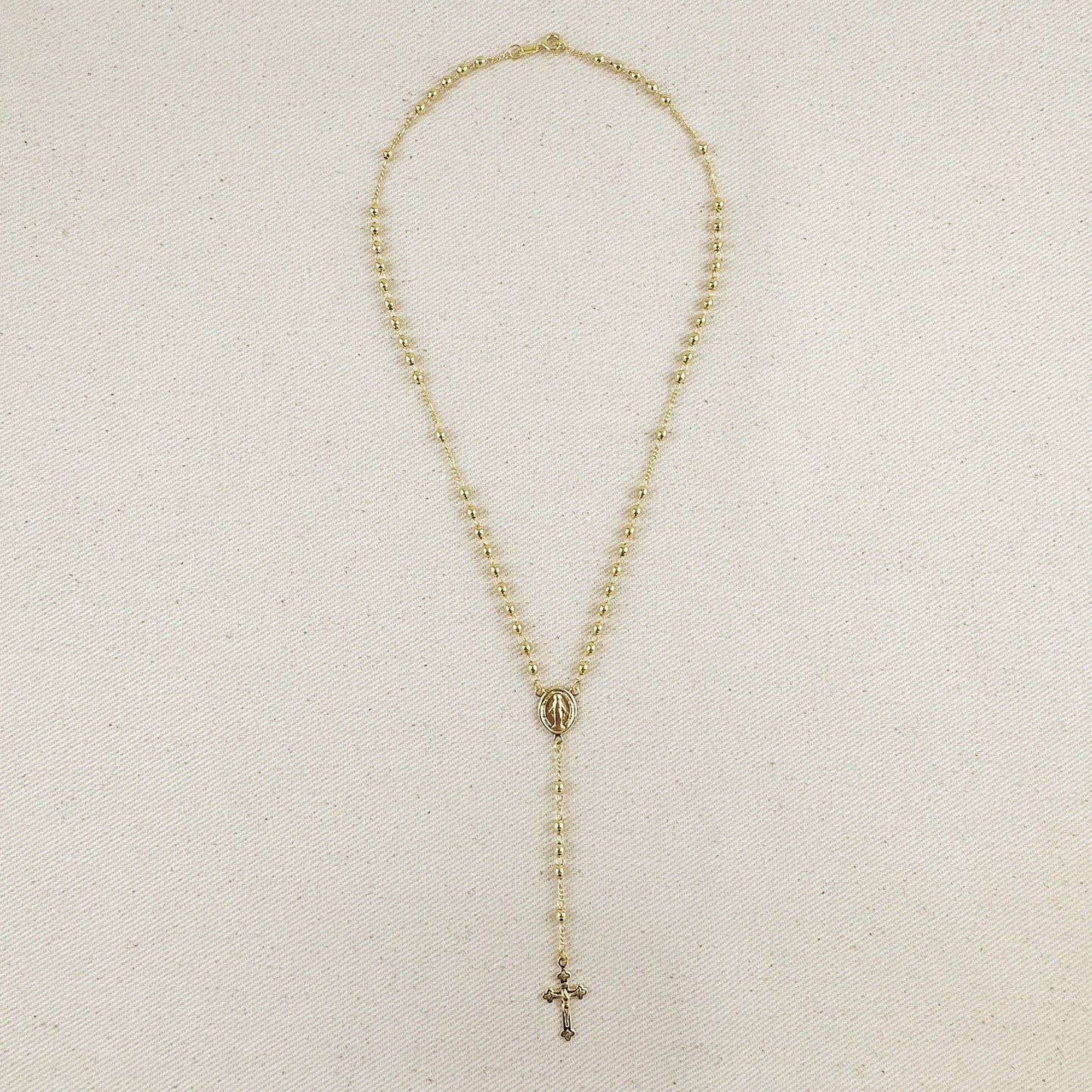 18k Gold Filled 3.3mm Rosary Necklace
