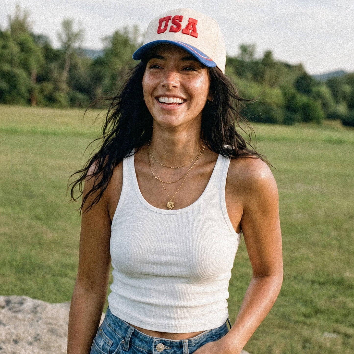 C.C USA Letter on Two Tone Trucker Hat