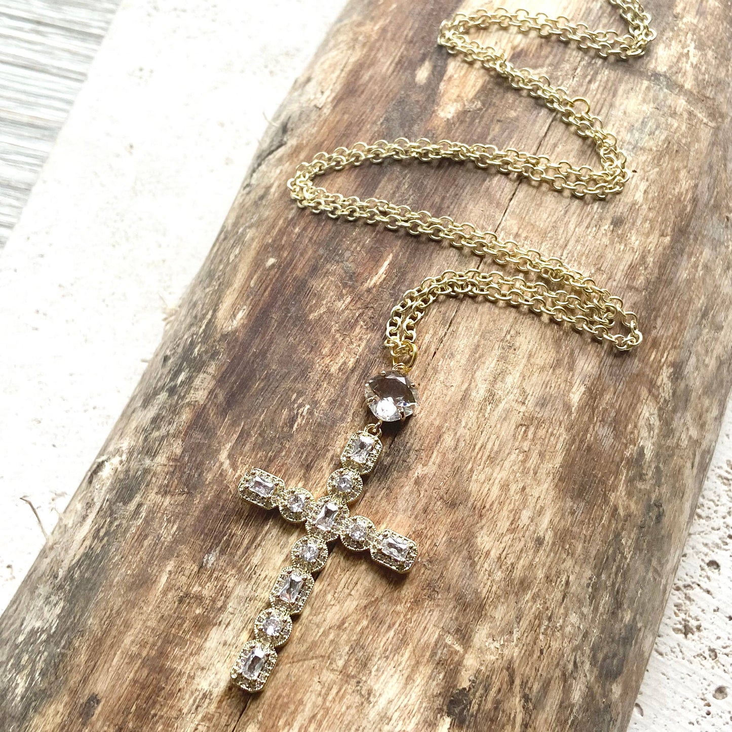 Cross Crystal Necklace Religious Jewelry Faith Boutique