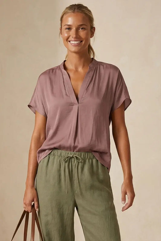 Drop Shoulder Regular Blouse - F