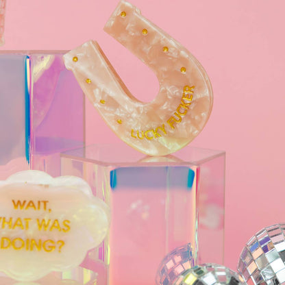 Lucky Fucker - Horseshoe Acetate Hair Claw Clip, Funny Gift