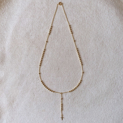 18k gold filled simple cross rosary necklace view 3