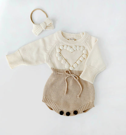 Heart Sweater Knit Romper