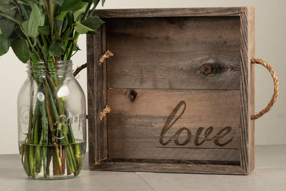 Rustic Reclaimed Wood Tray - Love Inside