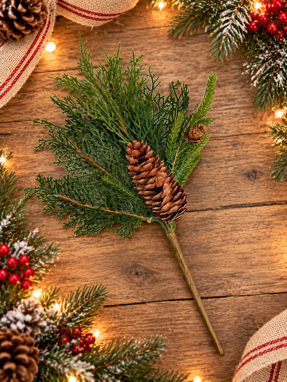 Holiday greenery pick