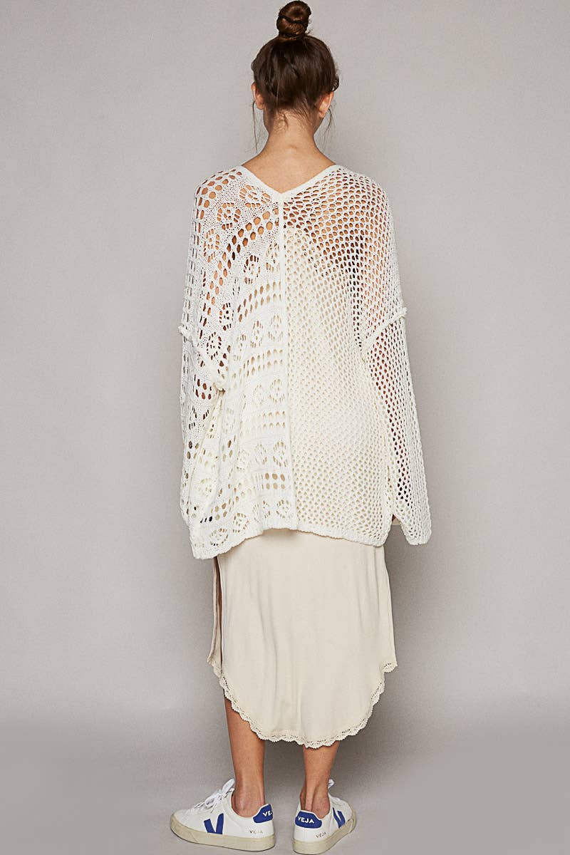 Ivory Open Knit Cardigan