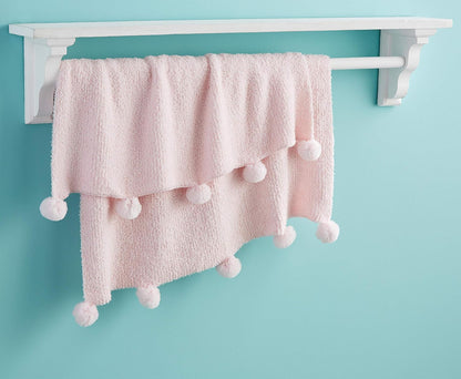 Chenille Pom Blanket - Pink