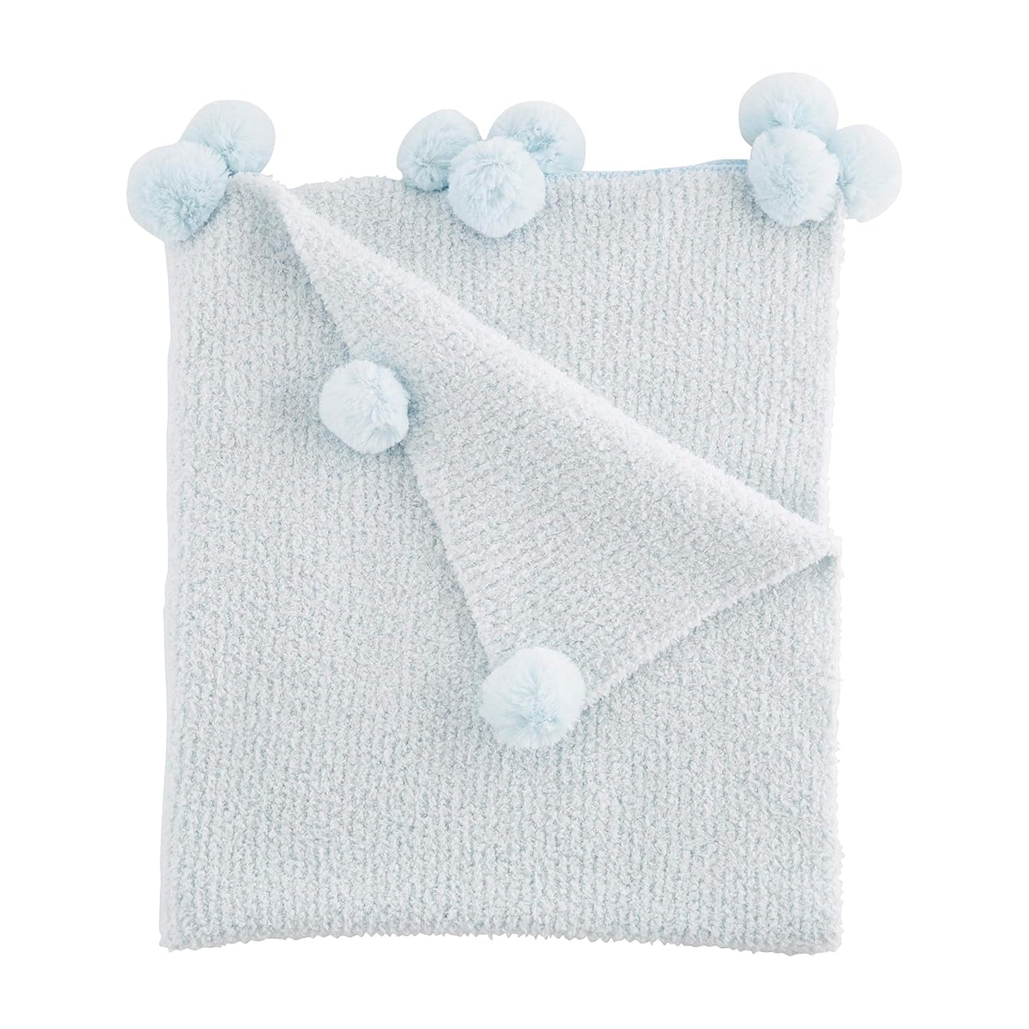 Chenille Pom Blanket - Blue