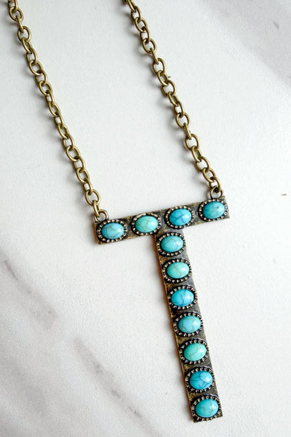 Blaze Initial Necklace- Bronze