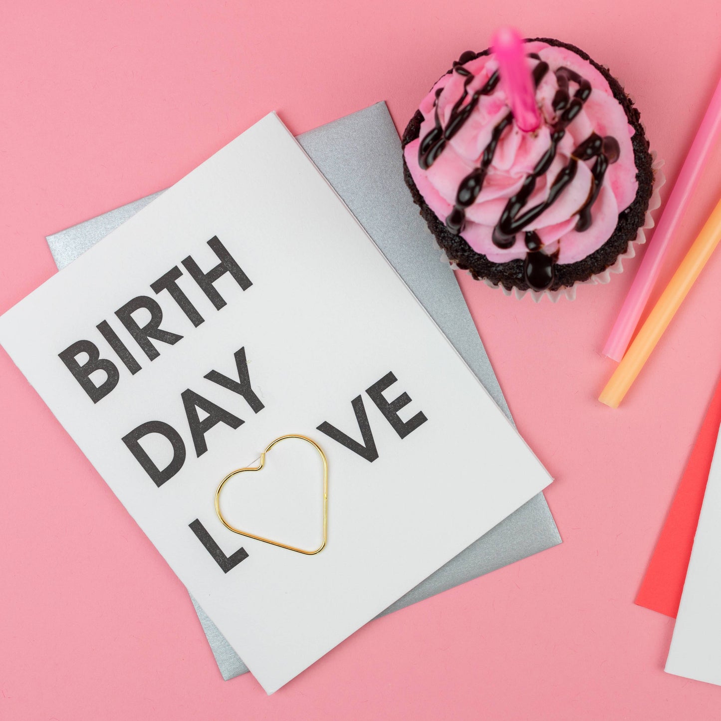 Birthday Love Paper Clip Letterpress Greeting Card