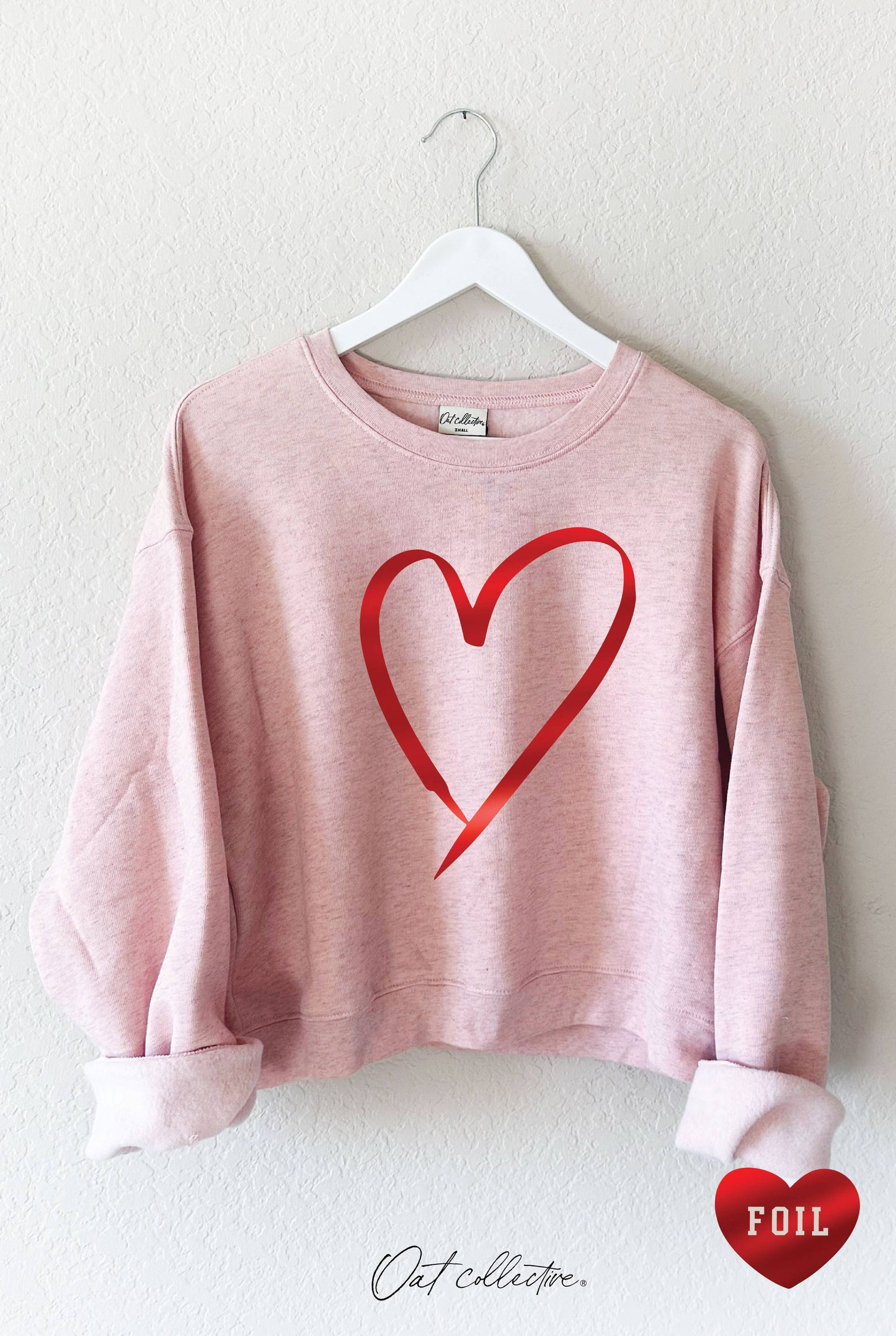 Heart Foil Graphic Crewneck Sweatshirt