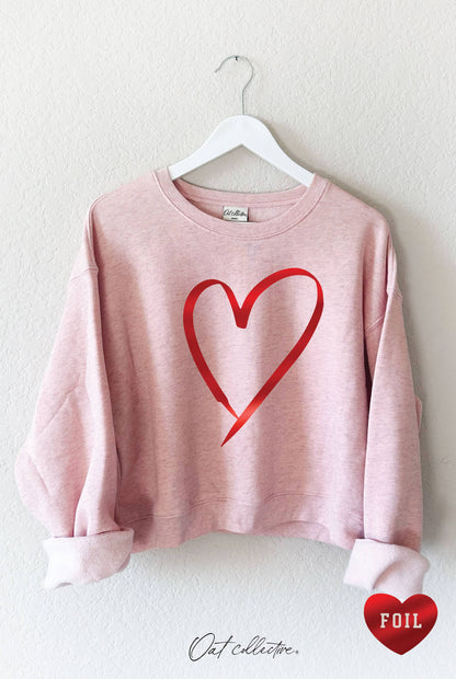 Heart Foil Graphic Crewneck Sweatshirt