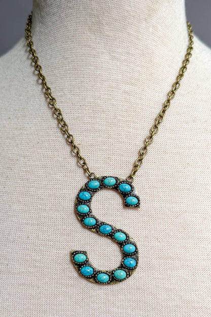 Blaze Initial Necklace- Bronze