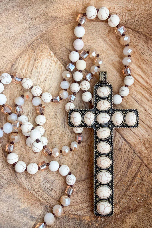 Genesis Cross Necklace- White