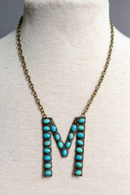 Blaze Initial Necklace- Bronze
