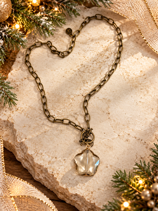Addison champagne jewel toggle pendant necklace