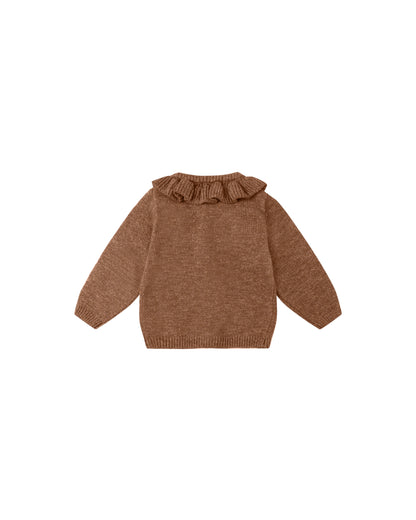 Heathered Cedar Ruffle Collar Cardigan