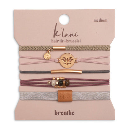 "Breathe" Lotus Flower Earthy Tones Hair Tie Bracelets: Medium