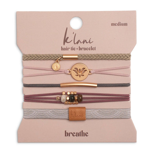 "Breathe" Lotus Flower Earthy Tones Hair Tie Bracelets: Medium