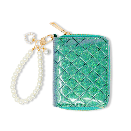 Sparkle Quilted Wallet: Green