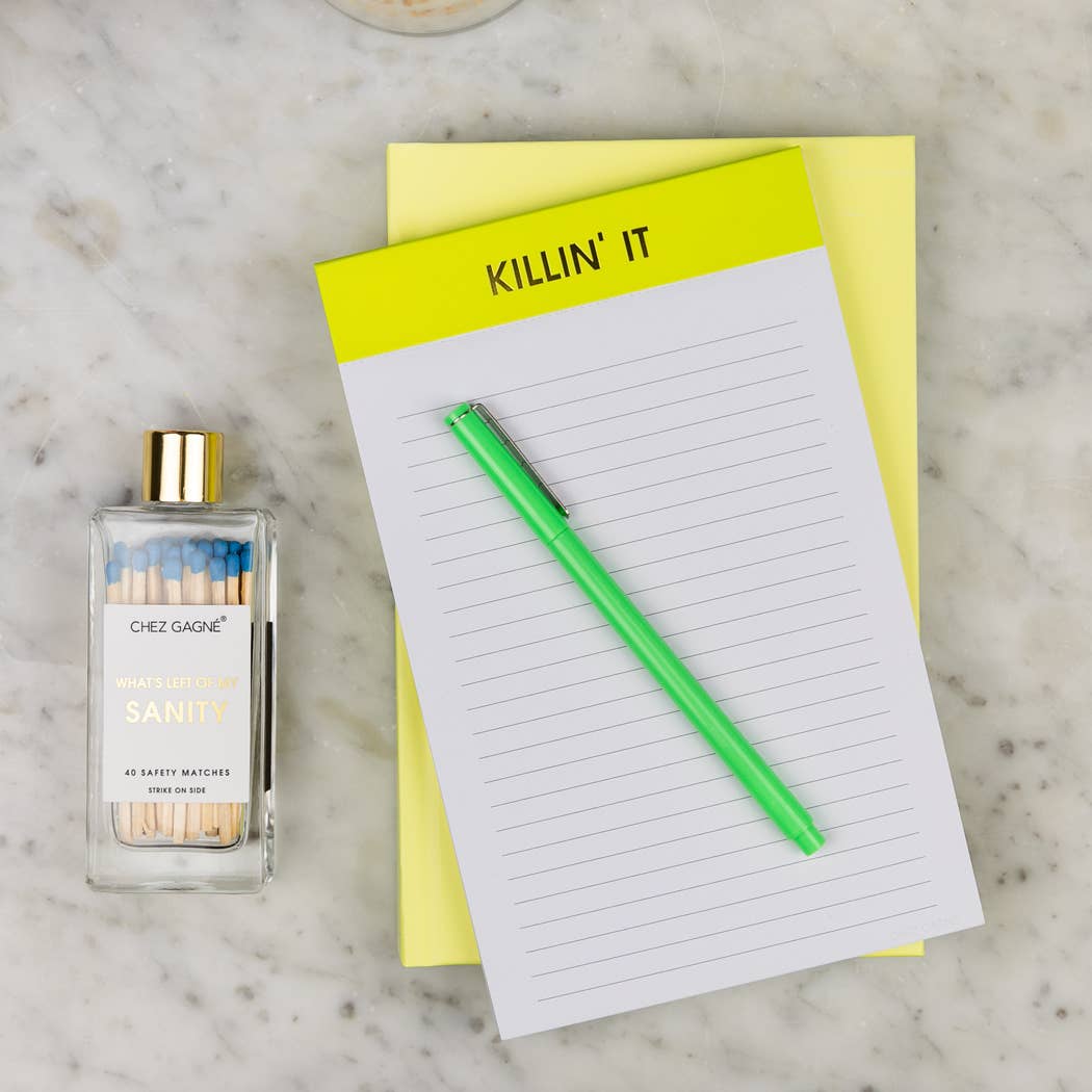 Killin' It - Lined Notepad - Neon Lemon Lime - 65 perforated pages - 5x8
