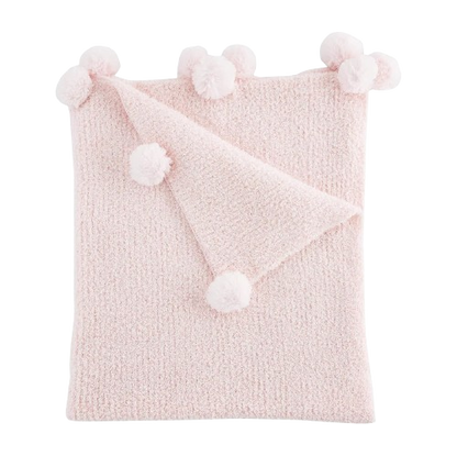 Chenille Pom Blanket - Pink