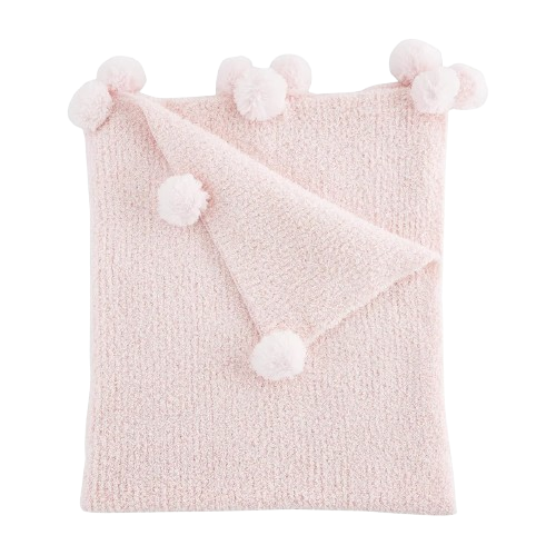 Chenille Pom Blanket - Pink