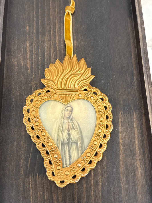 Antique Gold Framed Praying Virgin Mary