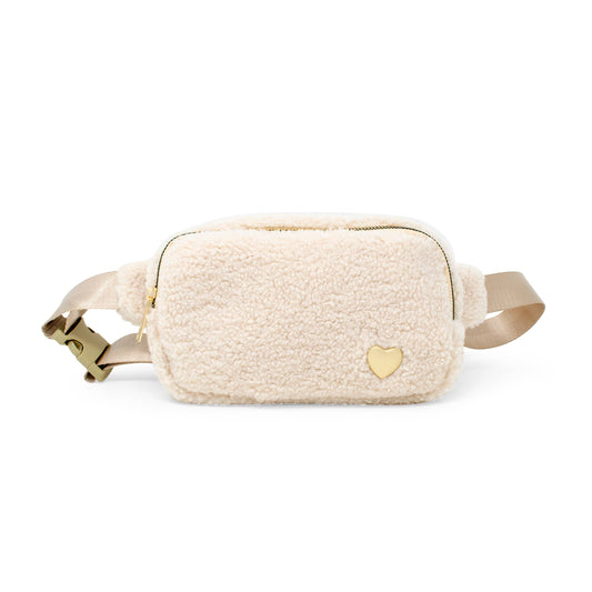 Fuzzy Beige Belt Bag