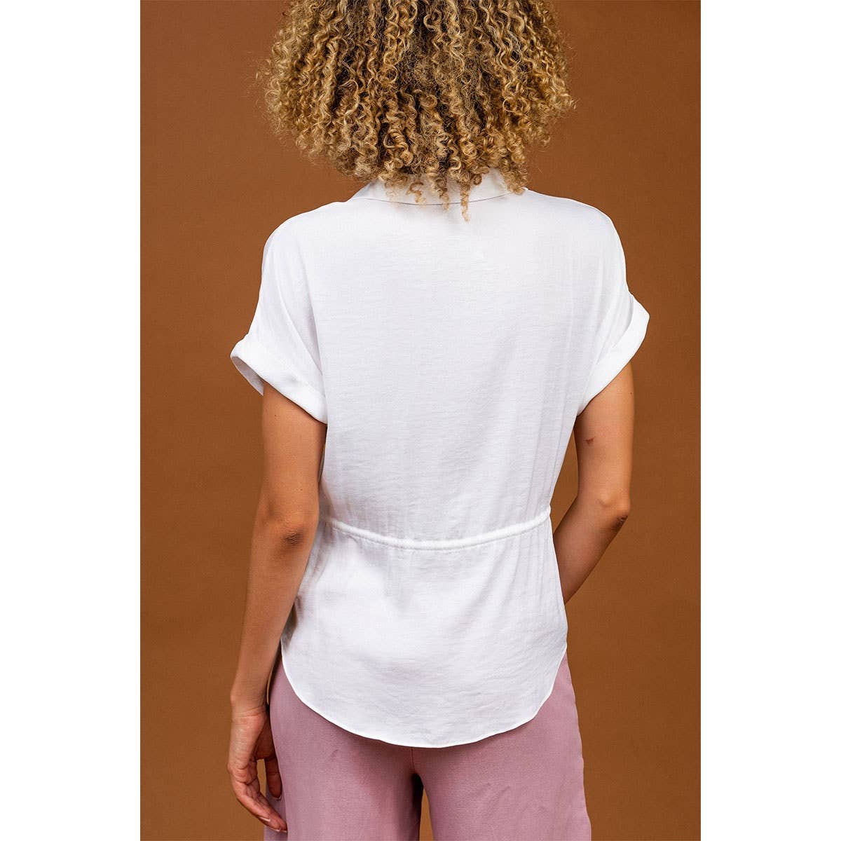 Button Up Shirt With Self Belt