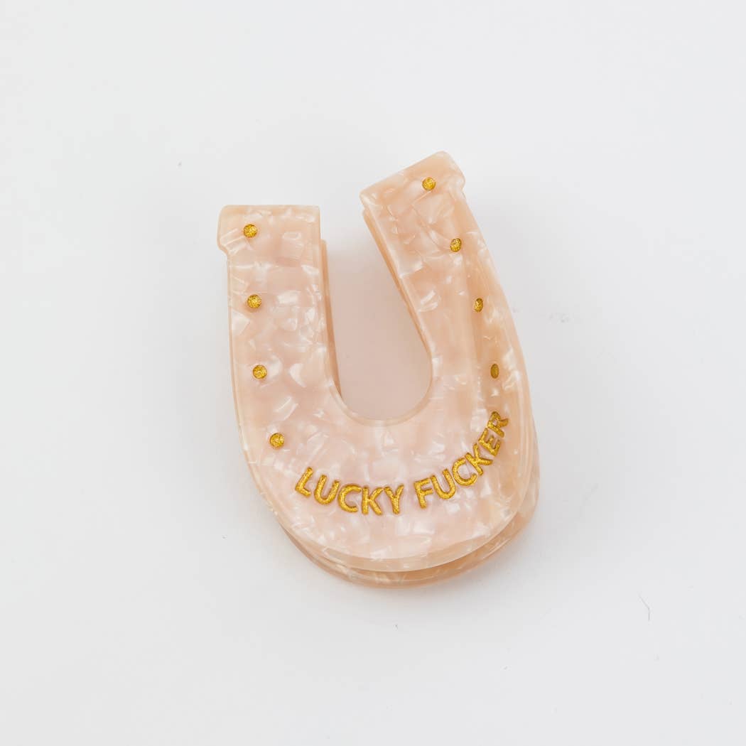Lucky Fucker - Horseshoe Acetate Hair Claw Clip, Funny Gift