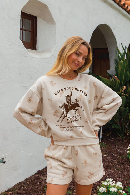HOLD YOUR HORSES   Sweat short/Sweatshirt Matching Set