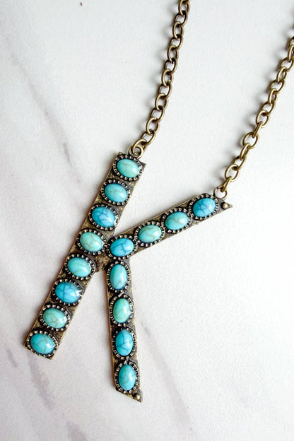 Blaze Initial Necklace- Bronze