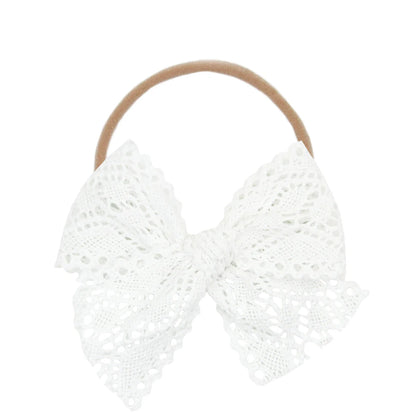 White Crochet Headband Bow